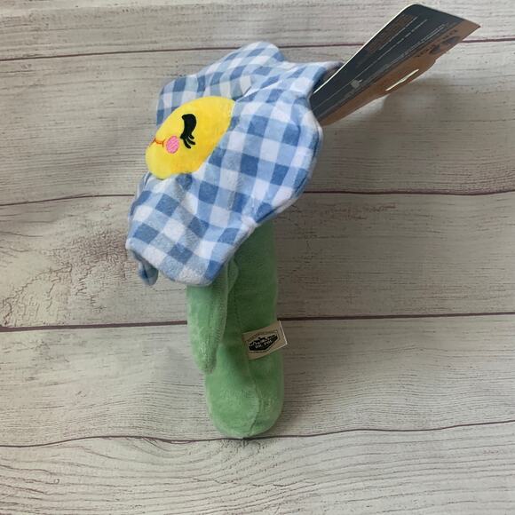 Dr. Pol Farm Flower Dog Toy Blue Gingham Plaid 2 Squeakers Crinkle 12 1/2"L - Picture 5 of 12